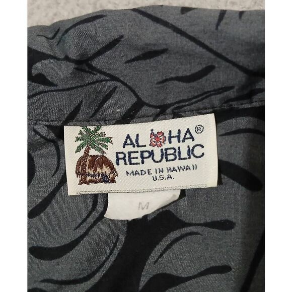 Vintage mens medium Hawaiian Aloha beer bottles gray casual shortsleeve shirt - Picture 6 of 7